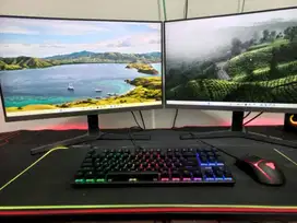 PC Gaming Full Set 2 Monitor/Meja Kursi/RAM 16GB/VGA GTX 1630 4GB