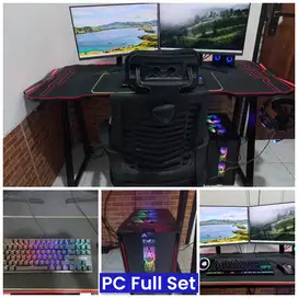 PC Gaming Full Set 2 Monitor/Meja Kursi/RAM 16GB/VGA GTX 1630 4GB