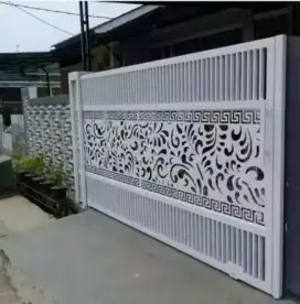 Pagar gerbang minimalis motif cutting laser