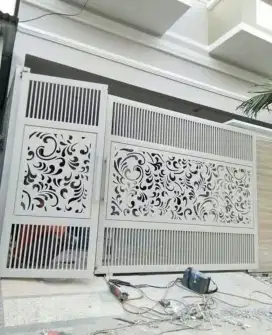 Pagar gerbang minimalis motif cutting laser