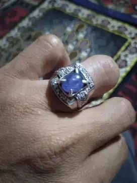 jual batu blue safir ring perak