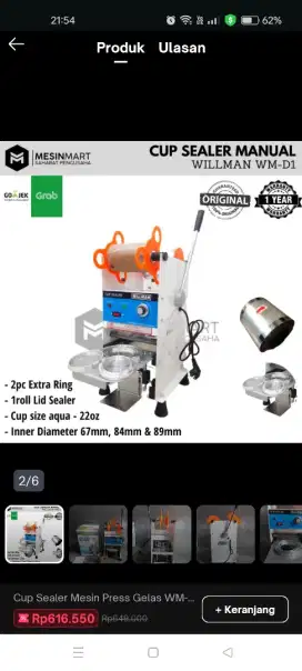 Mesin Press Gelas Cup Sealer Willman WM-D1 Jumbo 22 Oz Baru Buka Dus