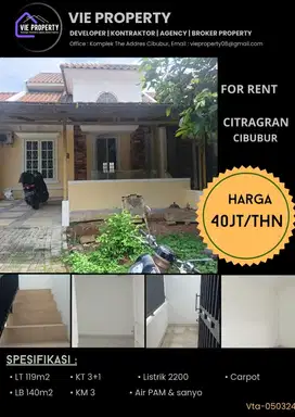 DISEWAKAN MURAH, RUMAH CANTIK BARU RENOV DI CITRA GRAN CIBUBUR