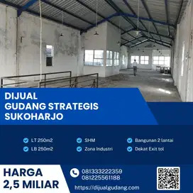 Dijual Gudang Strategis di Solo Baru Sukoharjo, Luas 250m BU!