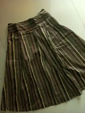 Rok A-Line Garis Earthy Vintage - Bisa Nego!