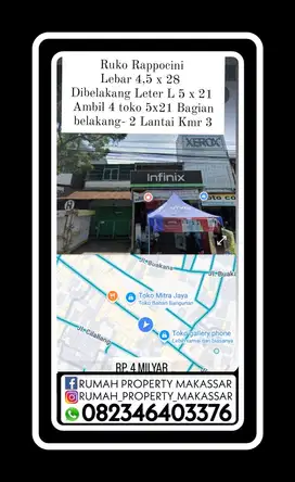 Ruko Rappocini  Lebar 4,5 x 28   Dibelakang Leter L 5 x 21