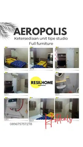 sewa perbulan apartemen studio murah aeropolis bandara Soetta