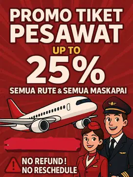 TIKET PESAWAT MURAH DENGAN DISKON VOUCHER HINGGA 25%