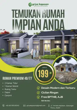PROMO RUMAH KOMERSIAL HANYA 199 JUTA DEKAT PARE