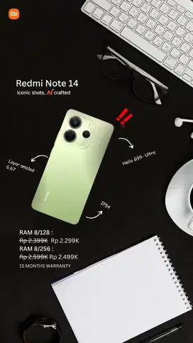 XIAOMI REDMI NOTE 14 8/256 NEW GARANSI RESMI‼️