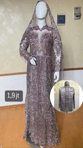 JUAL CEPAT 1 Pasang Kebaya Pengantin Wanita & Pria