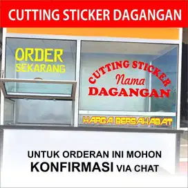 Cutting sticker dagangan stiker gerobak kaca etalase