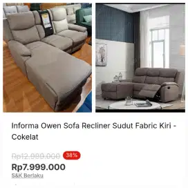 Owen Sofa Recliner Promo Cicilan Bunga Ringan Tenor Hingga 17 Bulan