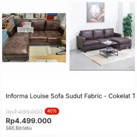 Sofa Louise Promo Cicilan Bunga Ringan Tenor Hingga 12 Bulan