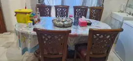 Meja makan jati 6 kursi