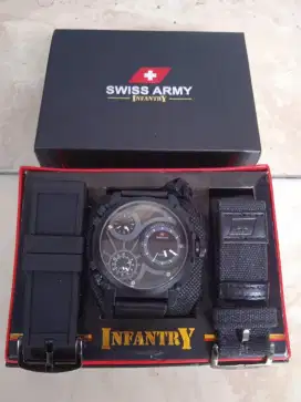 Jam tangan casual swiss army bahan tebal baru ada box poris cipondoh
