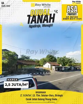 tanah dijual Ngadirojo Wonogiri