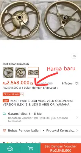 Velg Original Yamaha Lexi LX 155 depan belakang
