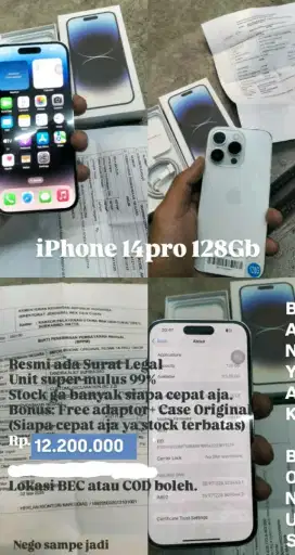14 pro 128 white Cukai Resmi