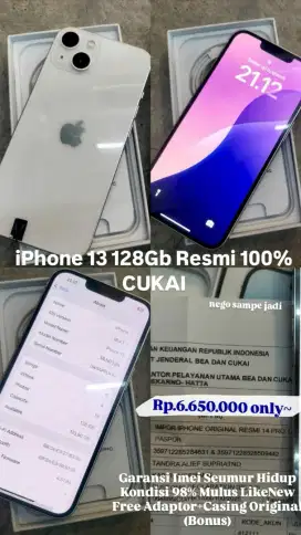 Iphone 13 128 white inter cukai resmi