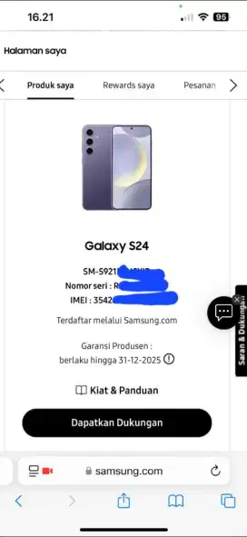 Jual samsung s24 garansi s/d 31des2025