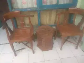 Kursi tamu kursi teras kayu jati 2 kursi 1 meja masih bagus