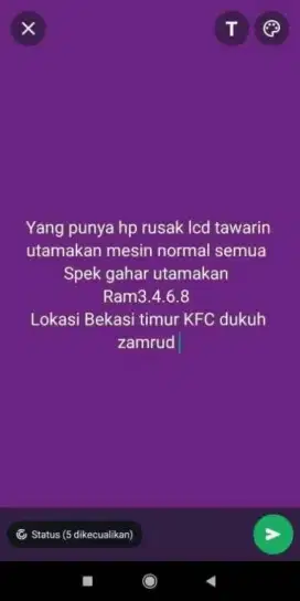 Kg nerima HP mati. 
Yg punya hp rusak lcd nya tawarin
Spek gahar masuk
