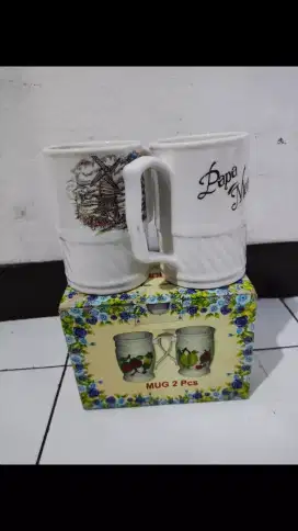 [New] Gelas Mug Cangkir Minum Couple Papa Mama