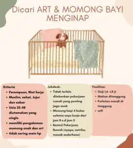 Dibutuhkan ART dan Momong Bayi Menginap