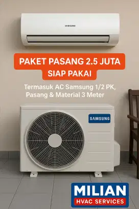 Paket AC Samsung 1 PK Second + Pasang & Material 3M