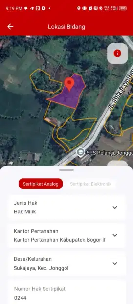 Dijjal tanah di jonggol beserta bangunan