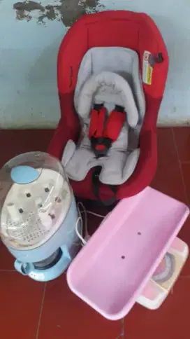 Jual carier tempat duduk bayi dan penghangat botol susu masih fungsi.