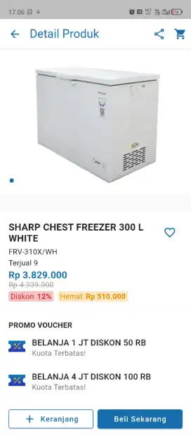 Sharp Freezer 300L bisa pakai Cicilan Home Credit