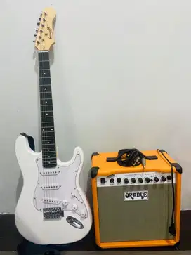 NEGO‼️ GITAR LISTRIK STRINGER + AMPLI ORANYE + KABEL JACK