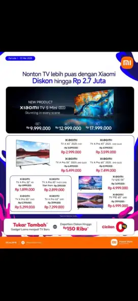 Smart tv xiaomi 5,5 inc via home credit