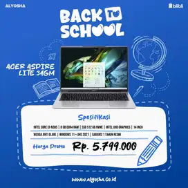 Laptop Pelajar Murah Acer Aspire GO 34GM [Intel i3 N305-8GB-SSD 512GB]