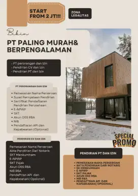 Jasa Pendirian PT, CV, dan Perizinan Lainnya