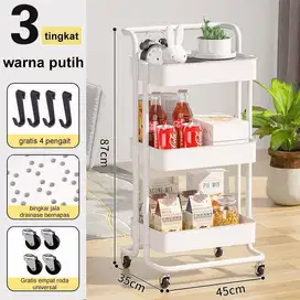 Rak troli susun serbaguna rak dapur salon dengan roda