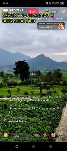 Kavling Tanah Sawah SHM Estetik Nuansa Alam Golden View di Bogor Timur