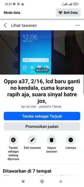 Oppo a37 ram 2/16 , baru ganti lcd pasang aja kurang rapih,