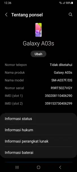 samsung a03s hp dan dus