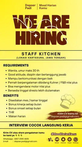 [WE ARE HIRING] STAFF KITCHEN!