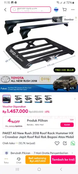 Di jual Roof Rack TRD Spartio