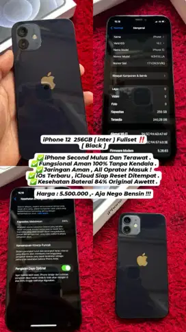 Iphone 12 (Black) 256Gb All Operator