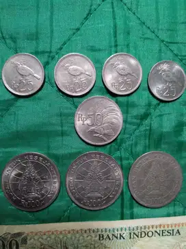 Uang lama koin Rp 25 - Rp 50 - Rp 100 - Rp 500