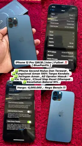 Iphone 12 Pro (Blue Pasific) 128Gb All Operator