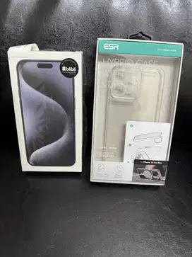 iPhone 15 Pro Max Blue Titanium 256GB Fullset Ex Blibli Bonus Case ESR