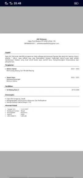 butuh kerjaan secepatnya