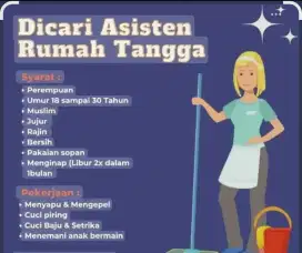 Lowongan asisten rumah tangga menginap