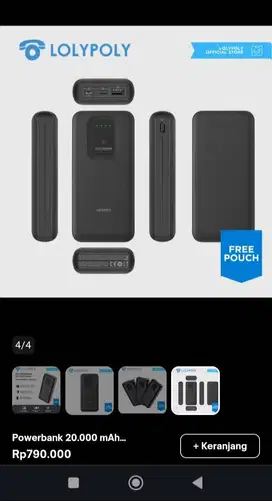 Powerbank MERK LOLYPOLY 10000 MaH , Mulus baru di pake 1 minggu ..
